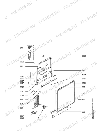 Взрыв-схема посудомоечной машины Privileg 20400UW - Схема узла Door 003